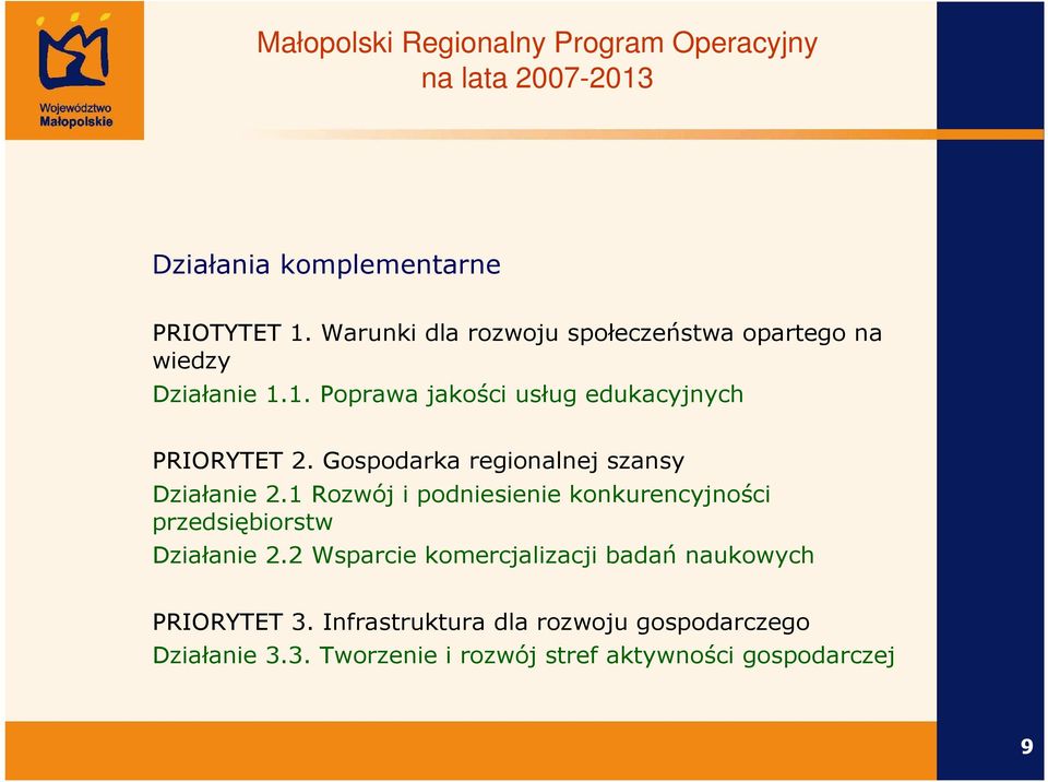 1 Rozwój i podniesienie konkurencyjności przedsiębiorstw Działanie 2.