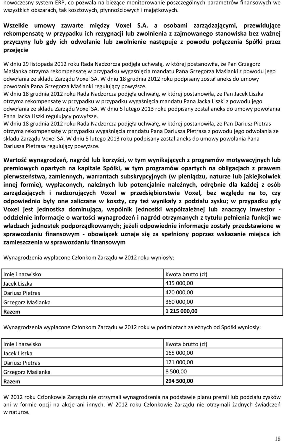 a osobami zarządzającymi, przewidujące rekompensatę w przypadku ich rezygnacji lub zwolnienia z zajmowanego stanowiska bez ważnej przyczyny lub gdy ich odwołanie lub zwolnienie następuje z powodu