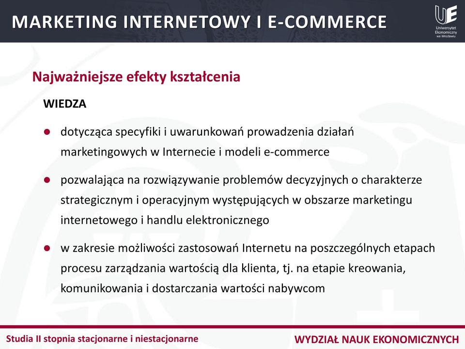 występujących w obszarze marketingu internetowego i handlu elektronicznego w zakresie możliwości zastosowań Internetu na