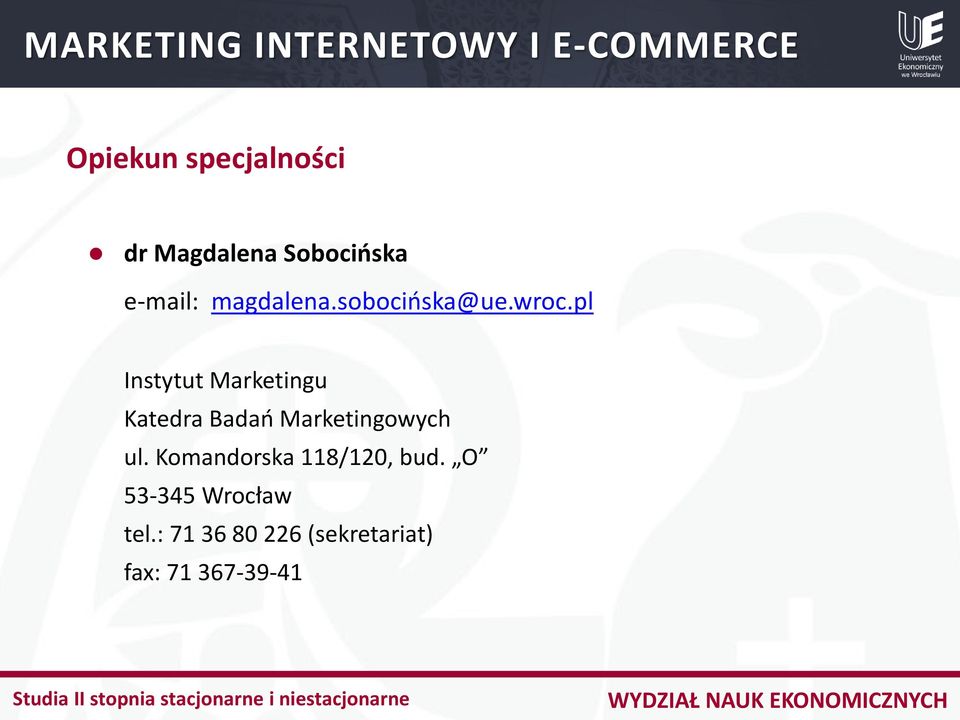 pl Instytut Marketingu Katedra Badań Marketingowych ul.