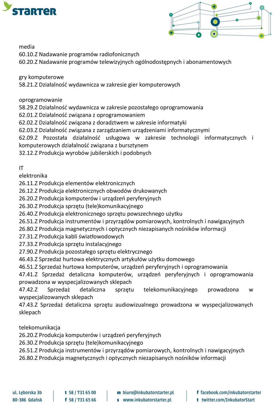 Z Produkcja wyrobów jubilerskich i podobnych IT elektronika 26.11.Z Produkcja elementów elektronicznych 26.12.Z Produkcja elektronicznych obwodów drukowanych 26.20.