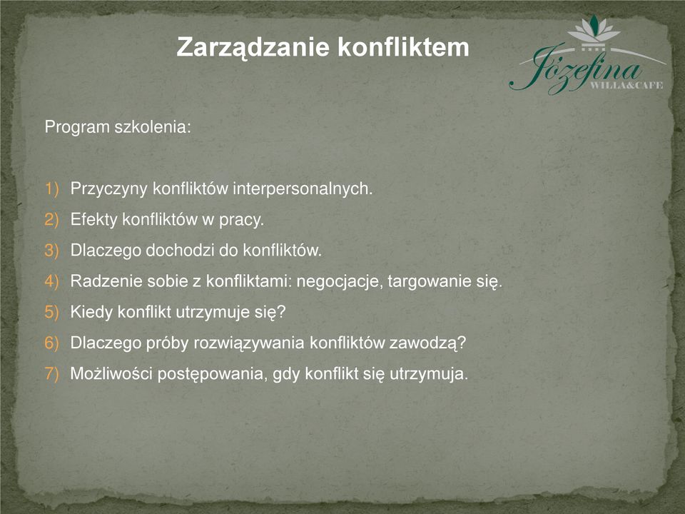 4) Radzenie sobie z konfliktami: negocjacje, targowanie się.