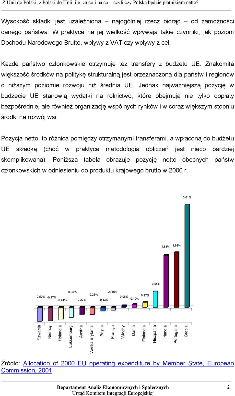 Znakomita większość środków na politykę strukturalną jest przeznaczona dla państw i regionów o niższym poziomie rozwoju niż średnia UE.