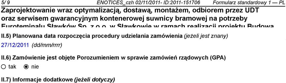 jest znany) 27/12/2011 (dd/mm/rrrr) II.