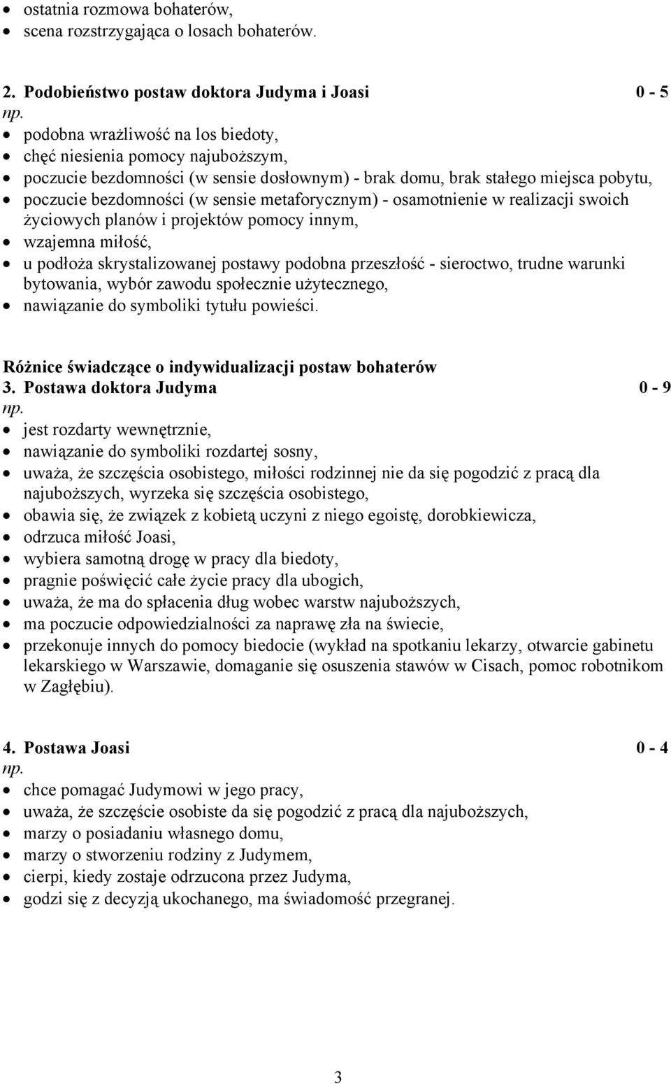 pobytu, poczucie bezdomności (w sensie metaforycznym) - osamotnienie w realizacji swoich życiowych planów i projektów pomocy innym, wzajemna miłość, u podłoża skrystalizowanej postawy podobna