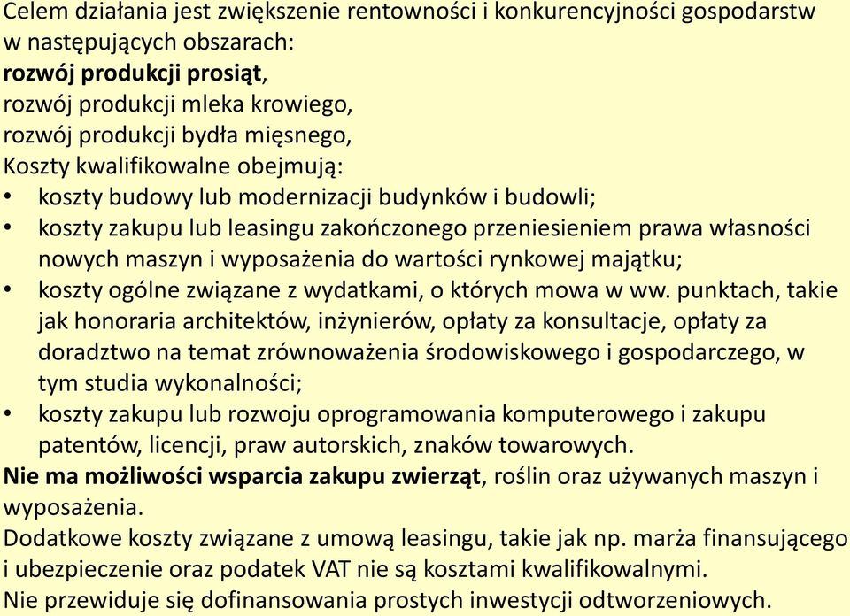 rynkowej majątku; koszty ogólne związane z wydatkami, o których mowa w ww.