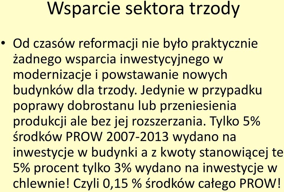 Jedynie w przypadku poprawy dobrostanu lub przeniesienia produkcji ale bez jej rozszerzania.