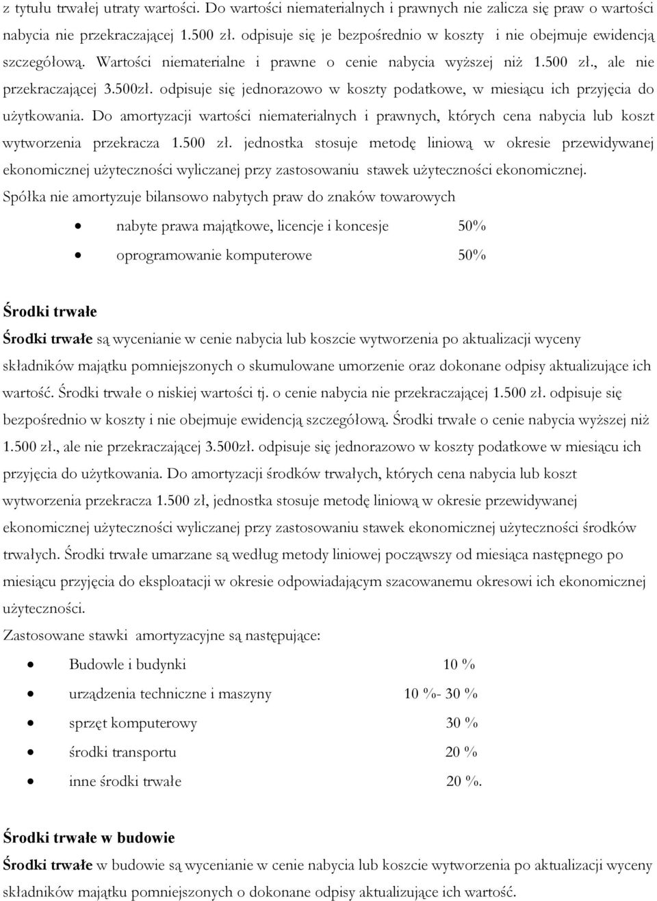 odpisuje się jednorazowo w koszty podatkowe, w miesiącu ich przyjęcia do użytkowania. Do amortyzacji wartości niematerialnych i prawnych, których cena nabycia lub koszt wytworzenia przekracza 1.