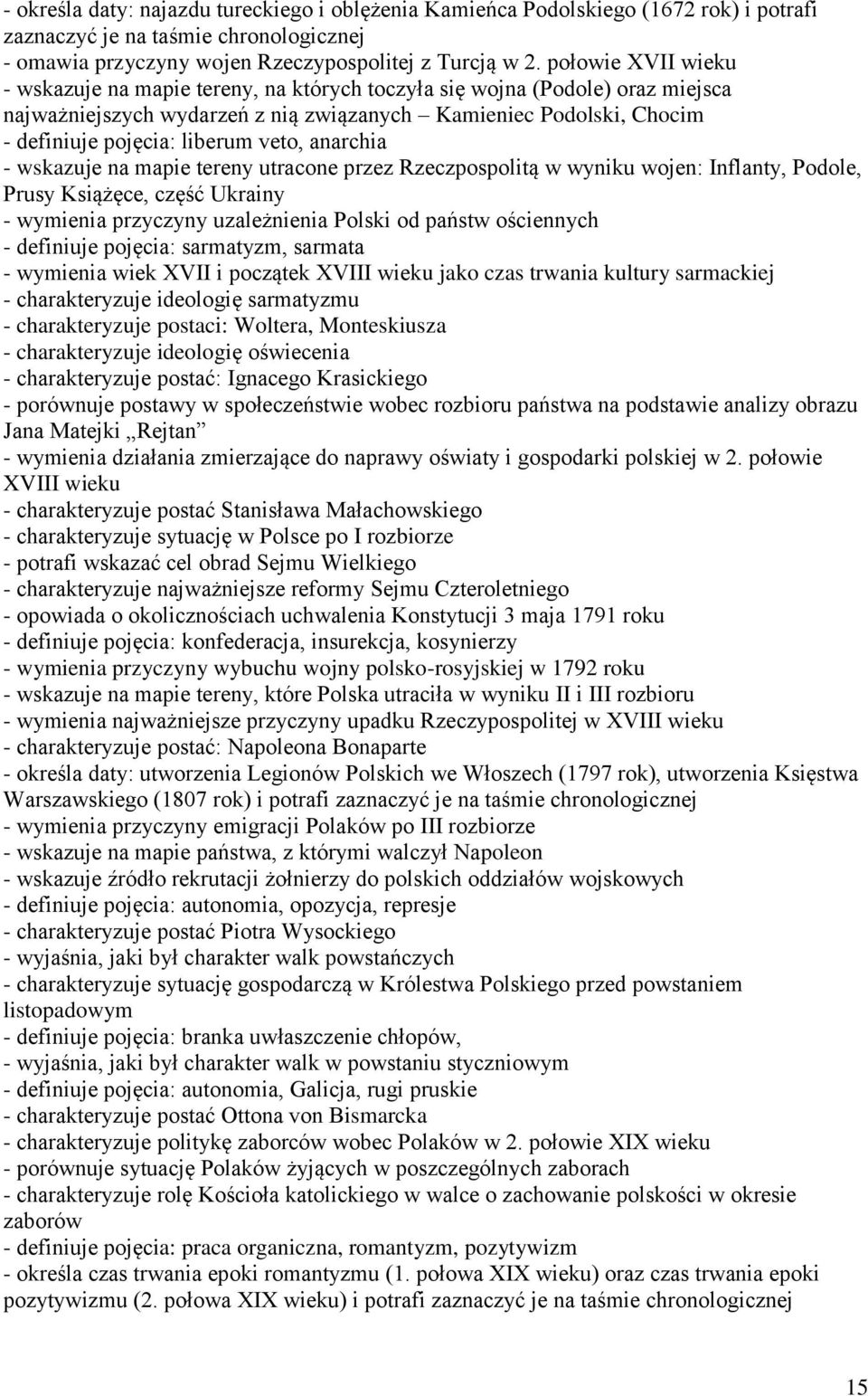 veto, anarchia - wskazuje na mapie tereny utracone przez Rzeczpospolitą w wyniku wojen: Inflanty, Podole, Prusy Książęce, część Ukrainy - wymienia przyczyny uzależnienia Polski od państw ościennych -