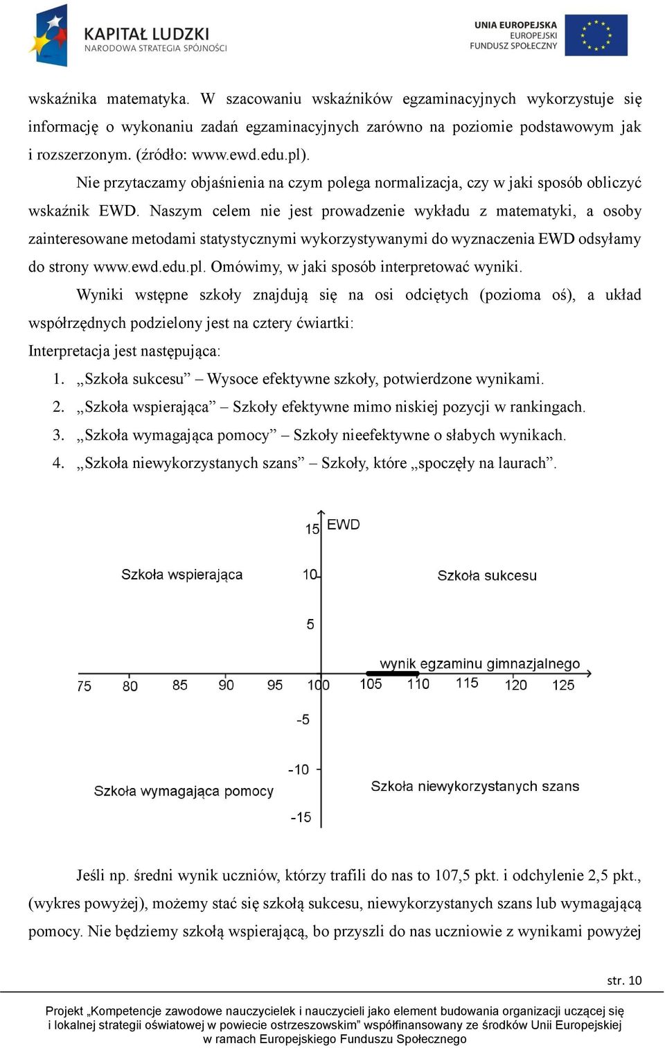 Naszym celem nie jest prowadzenie wykładu z matematyki, a osoby zainteresowane metodami statystycznymi wykorzystywanymi do wyznaczenia EWD odsyłamy do strony www.ewd.edu.pl.