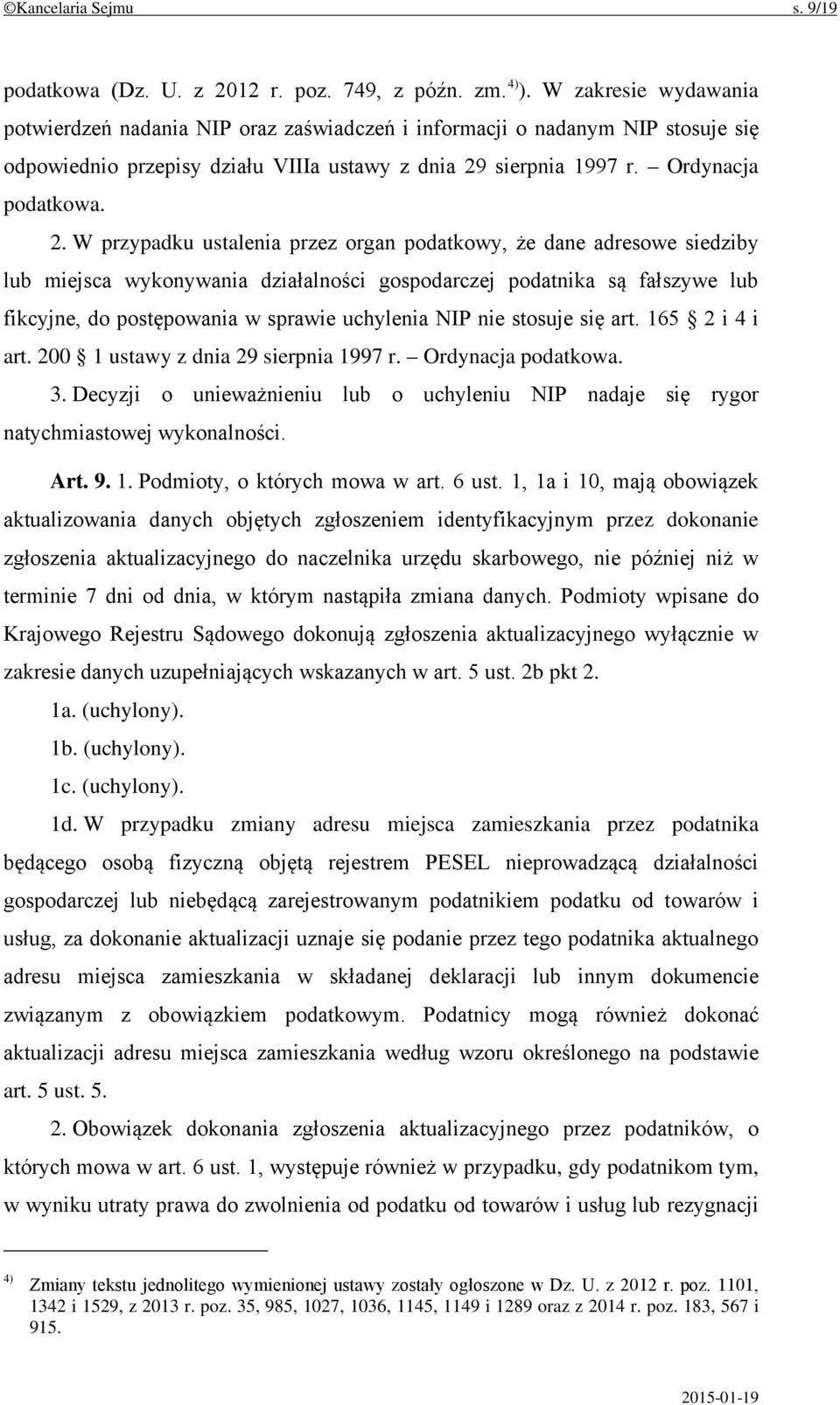 sierpnia 1997 r. Ordynacja podatkowa. 2.