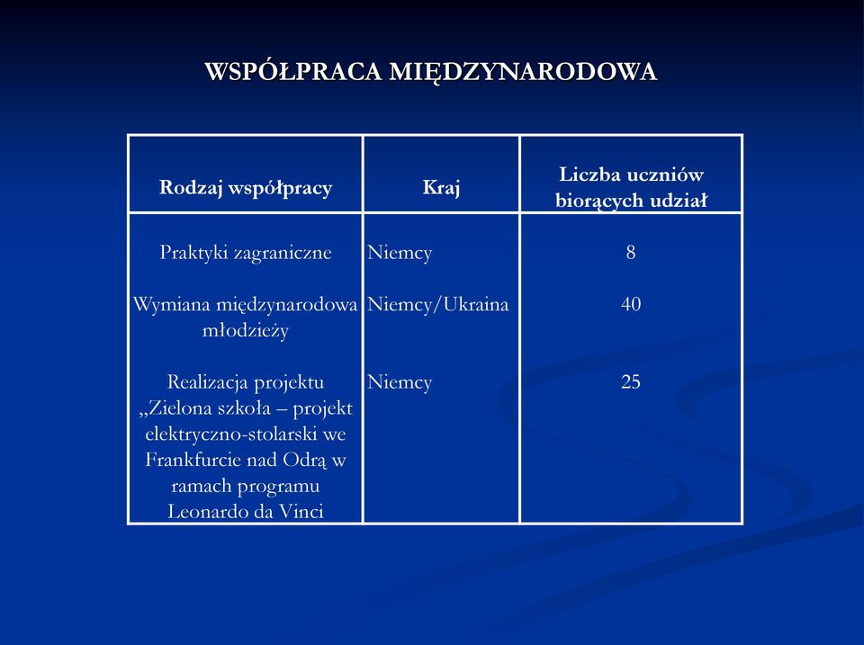 elektryczno-stolarski we Frankfurcie nad Odrą w ramach programu Leonardo