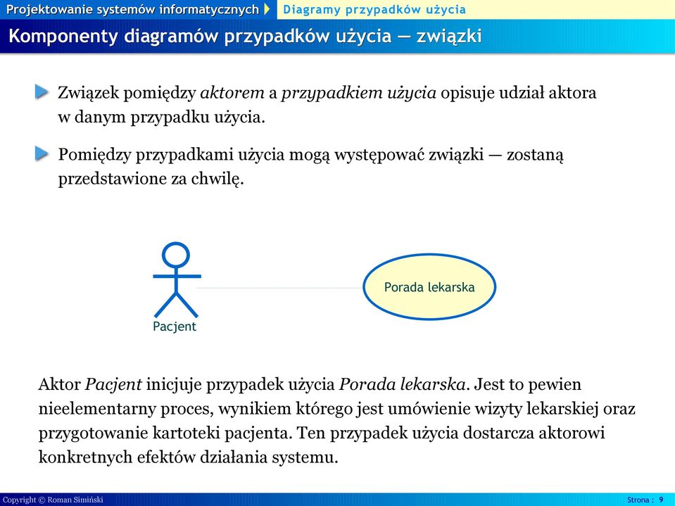 Porada lekarska Pacjent Aktor Pacjent inicjuje przypadek użycia Porada lekarska.