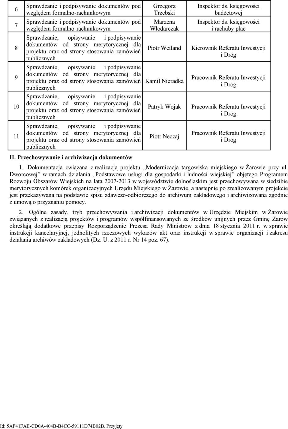 księgowości i rachuby płac 8 Sprawdzanie, opisywanie i podpisywanie dokumentów od strony merytorycznej dla projektu oraz od strony stosowania zamówień publicznych Piotr Weiland Kierownik Referatu