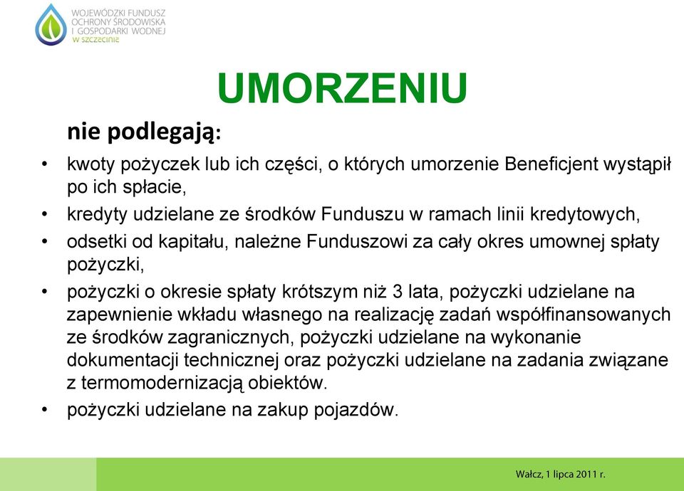 krótszym niż 3 lata, pożyczki udzielane na zapewnienie wkładu własnego na realizację zadań współfinansowanych ze środków zagranicznych, pożyczki