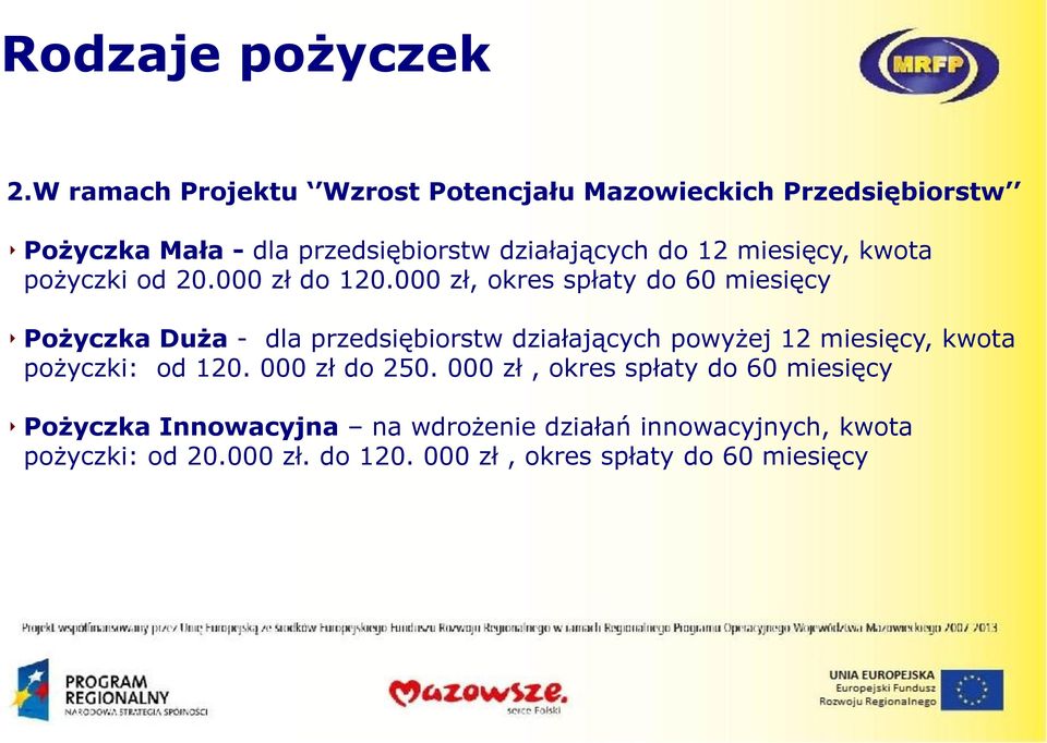 miesięcy, kwota pożyczki od 20.000 zł do 120.