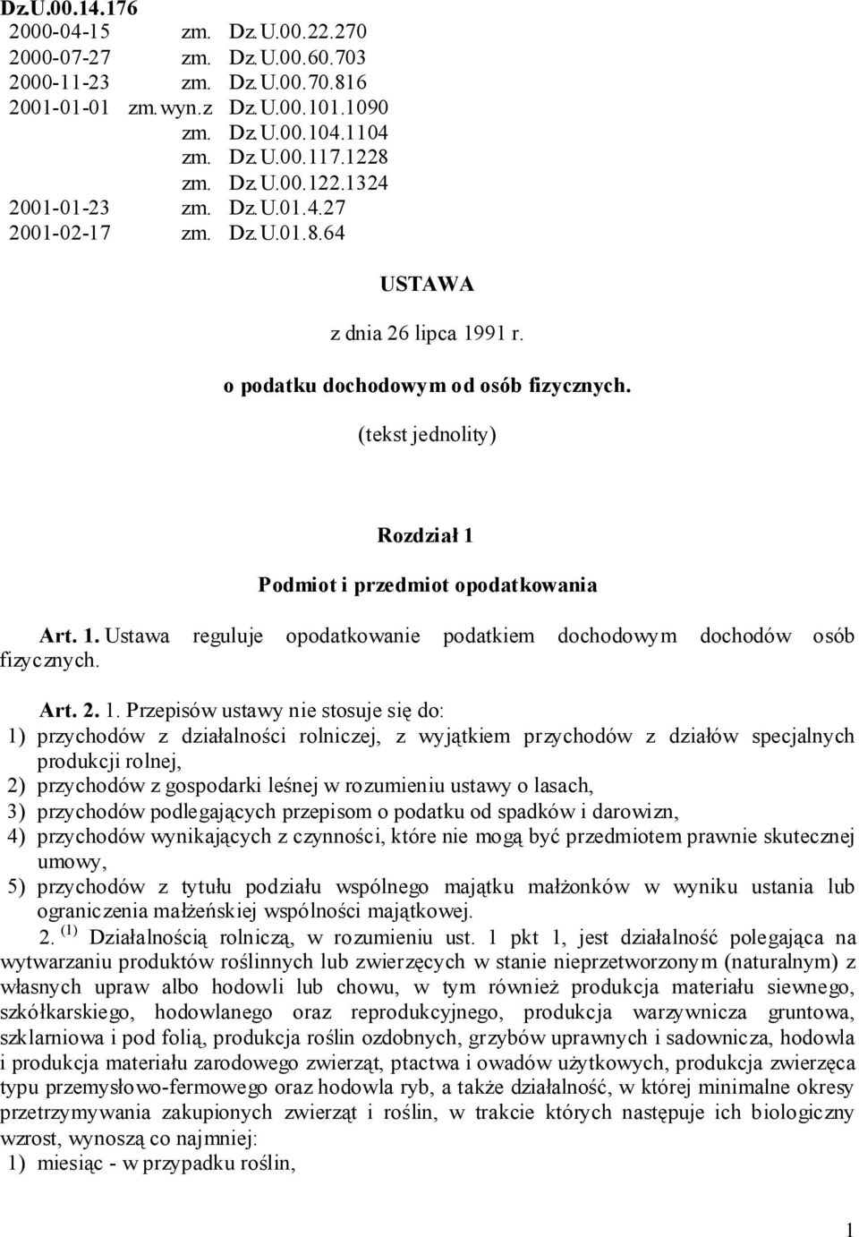(tekst jednolity) Rozdział 1 