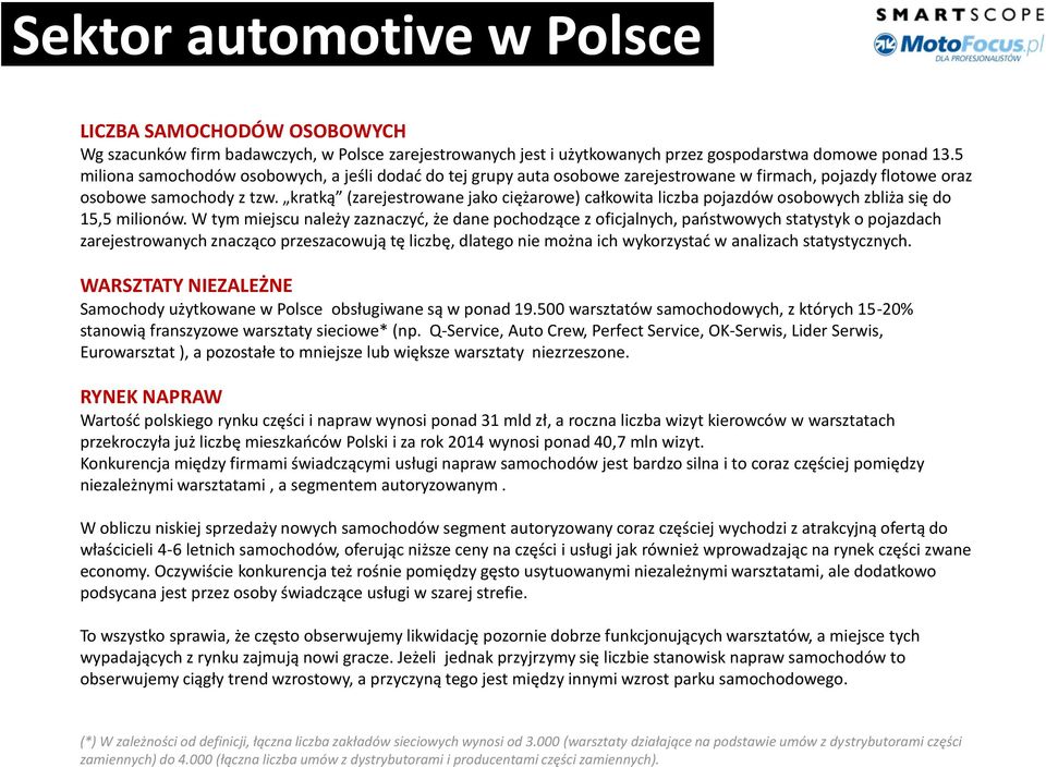 kratką (zarejestrowane jako ciężarowe) całkowita liczba pojazdów osobowych zbliża się do 15,5 milionów.