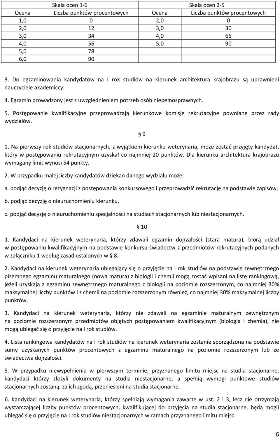 Postępowanie kwalifikacyjne przeprowadzają kierunkowe komisje rekrutacyjne powołane przez rady wydziałów. 9 1.