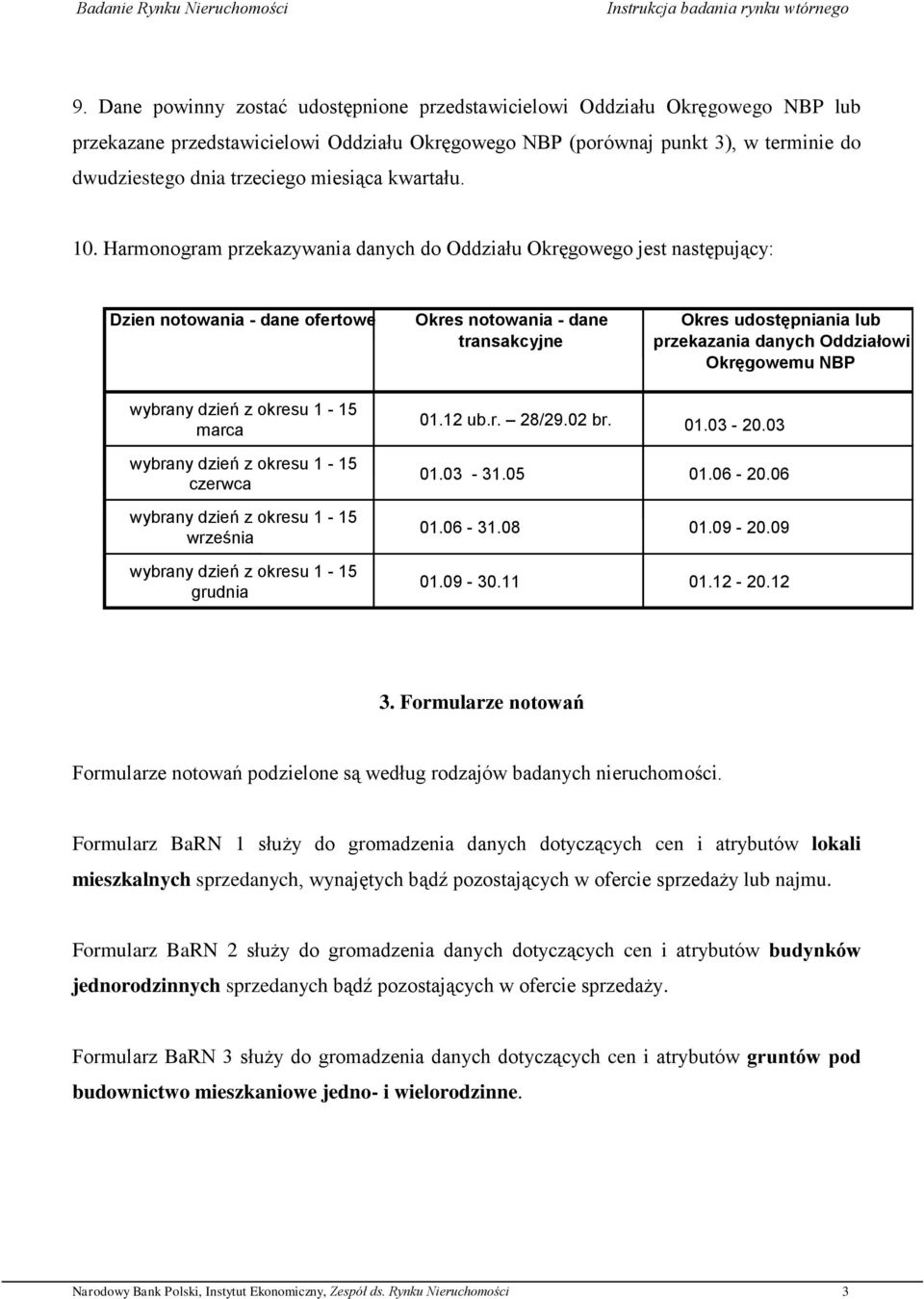 Harmonogram przekazywania danych do Oddziału Okręgowego jest następujący: Dzien notowania - dane ofertowe Okres notowania - dane transakcyjne Okres udostępniania lub przekazania danych Oddziałowi