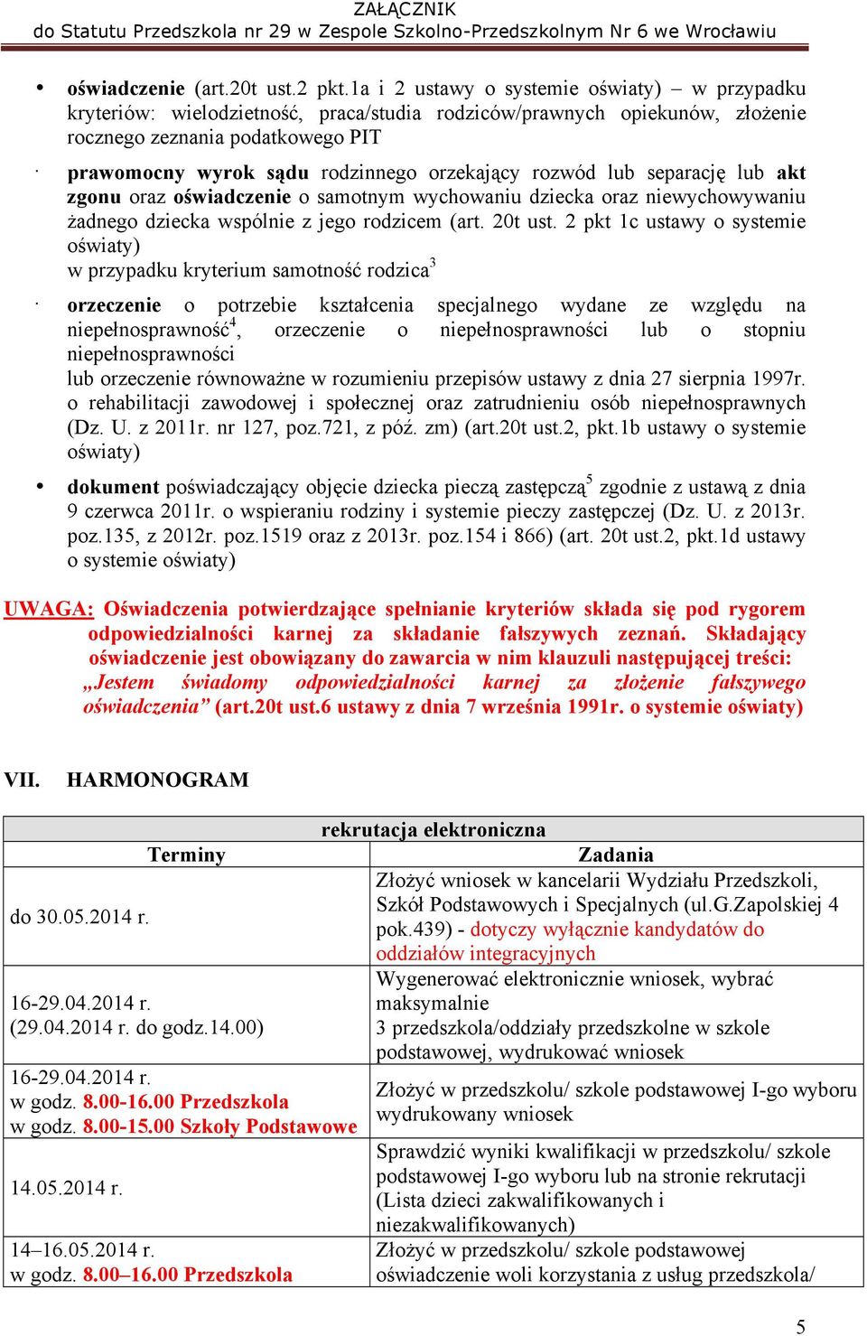 orzekający rozwód lub separację lub akt zgonu oraz oświadczenie o samotnym wychowaniu dziecka oraz niewychowywaniu żadnego dziecka wspólnie z jego rodzicem (art. 20t ust.