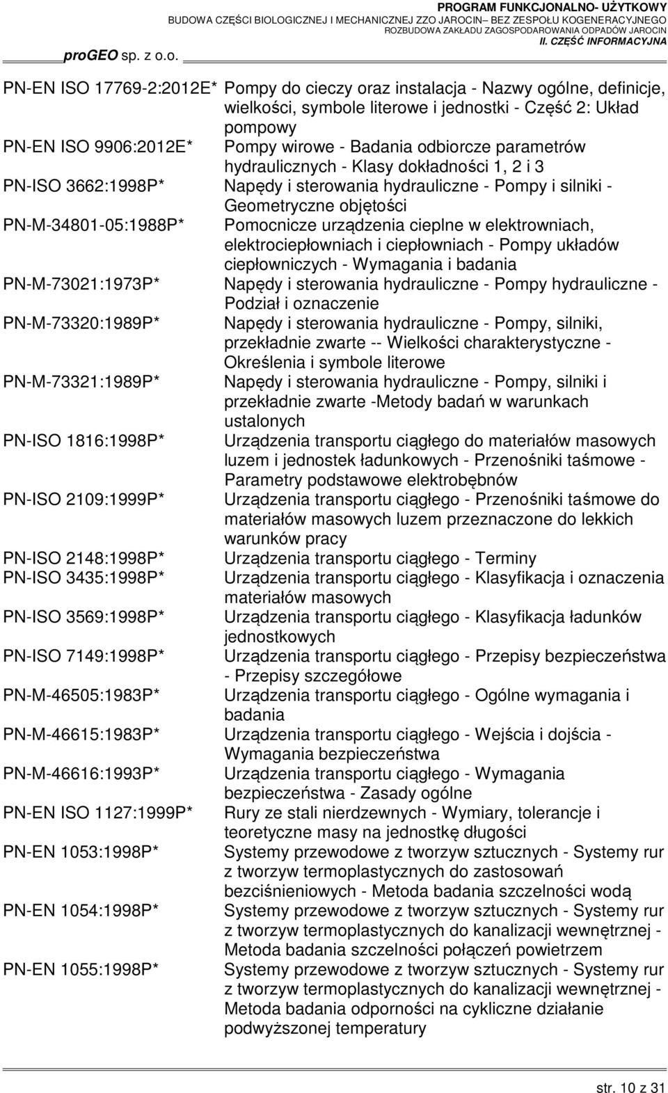urządzenia cieplne w elektrowniach, elektrociepłowniach i ciepłowniach - Pompy układów ciepłowniczych - Wymagania i badania PN-M-73021:1973P* Napędy i sterowania hydrauliczne - Pompy hydrauliczne -