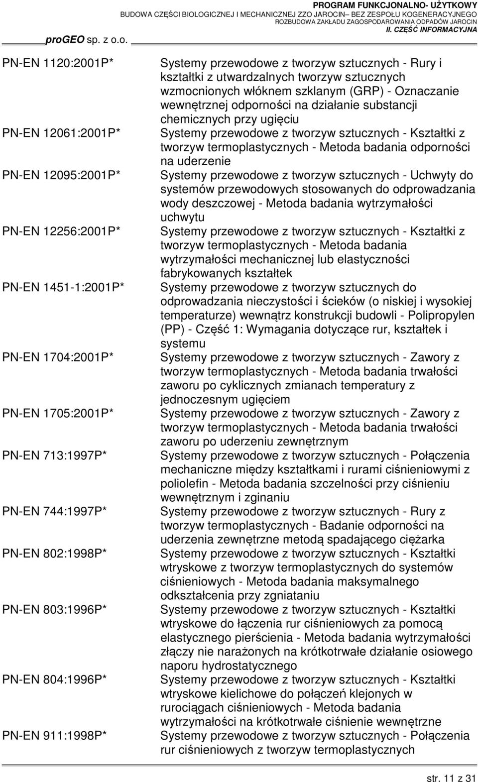 na działanie substancji chemicznych przy ugięciu Systemy przewodowe z tworzyw sztucznych - Kształtki z tworzyw termoplastycznych - Metoda badania odporności na uderzenie Systemy przewodowe z tworzyw