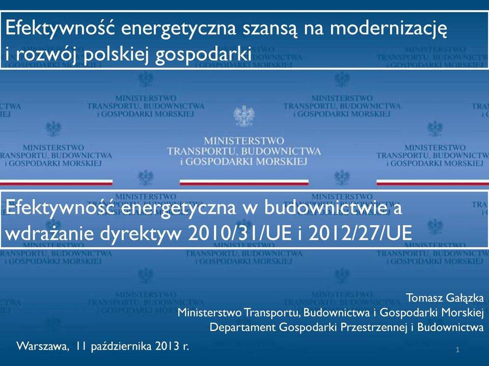 Tomasz Gałązka Ministerstwo Transportu, Budownictwa i Gospodarki Morskiej