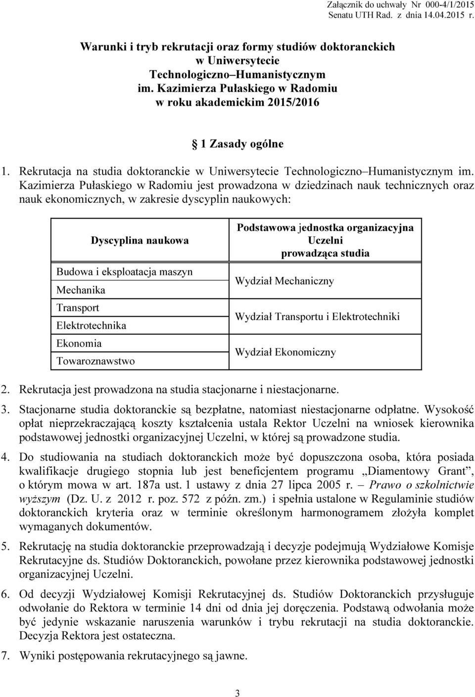 Rekrutacja na studia doktoranckie w Uniwersytecie Technologiczno Humanistycznym im.
