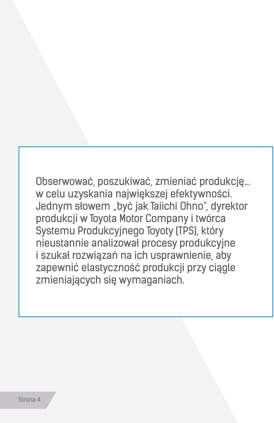 Produkcyjnego Toyoty (TPS), który nieustannie analizował procesy produkcyjne i szukał rozwiązań