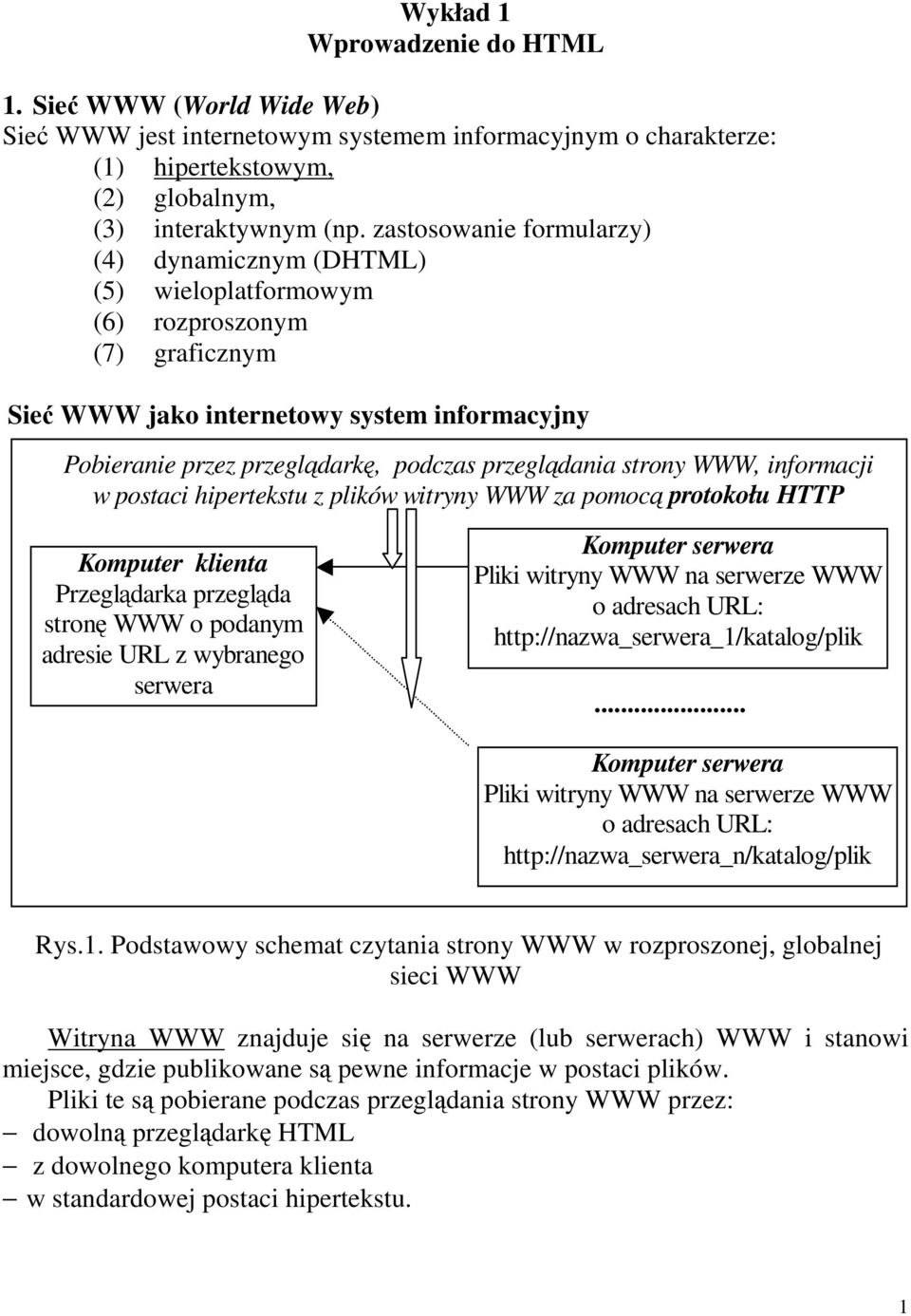 przeglądania strony WWW, informacji w postaci hipertekstu z plików witryny WWW za pomocą protokołu HTTP Komputer klienta Przeglądarka przegląda stronę WWW o podanym adresie URL z wybranego serwera