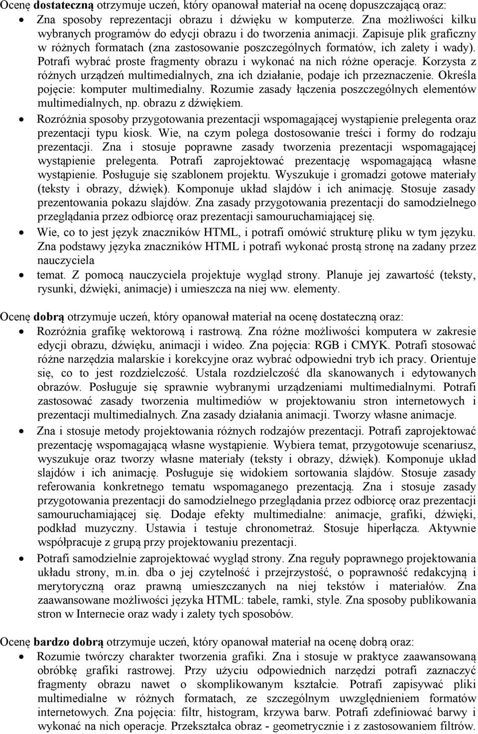 Potrafi wybrać proste fragmenty obrazu i wykonać na nich różne operacje. Korzysta z różnych urządzeń multimedialnych, zna ich działanie, podaje ich przeznaczenie.