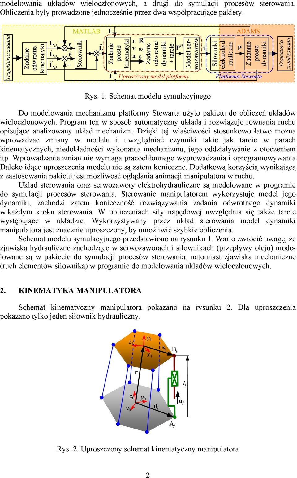 Siłowniki eektrohydrauiczne P H i P AAMS Zadanuie proste dynamiki Patforma Stewarta raektoria zreaizowana ys.