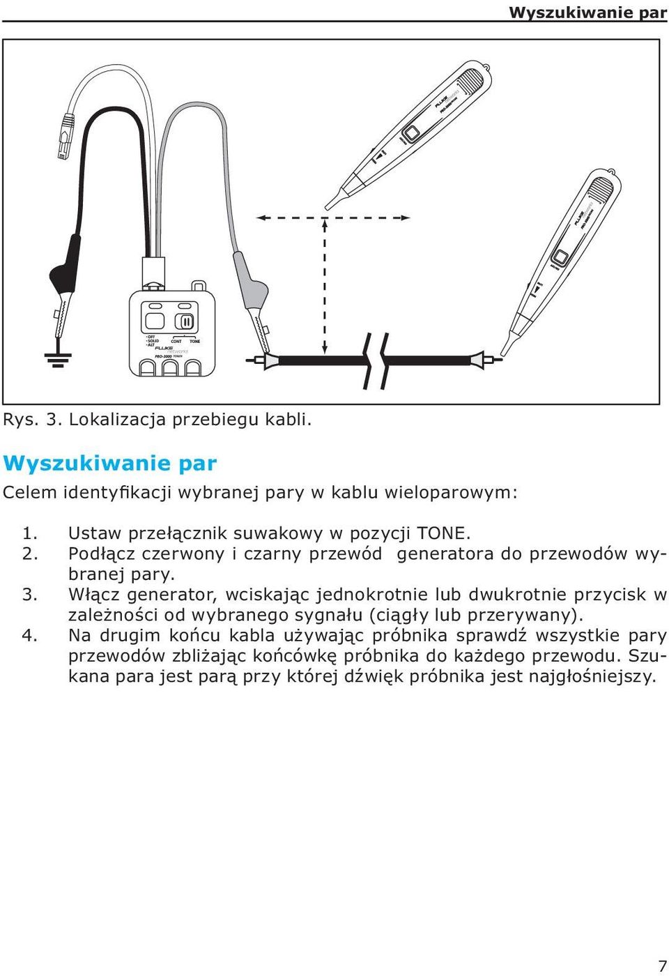 Włącz generator, wciskając jednokrotnie lub dwukrotnie przycisk w zależności od wybranego sygnału (ciągły lub przerywany). 4.