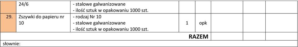 Zszywki do papieru nr 10 - rodzaj Nr 10 -