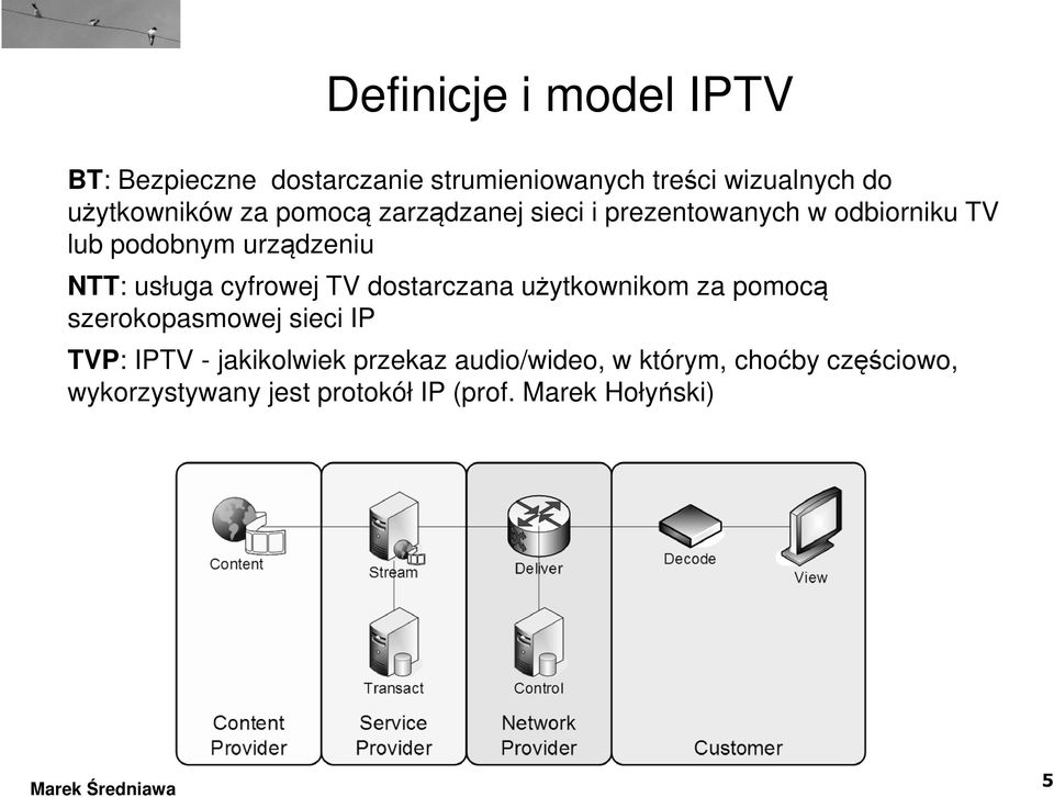 NTT: usługa cyfrowej TV dostarczana użytkownikom za pomocą szerokopasmowej sieci IP TVP: IPTV -