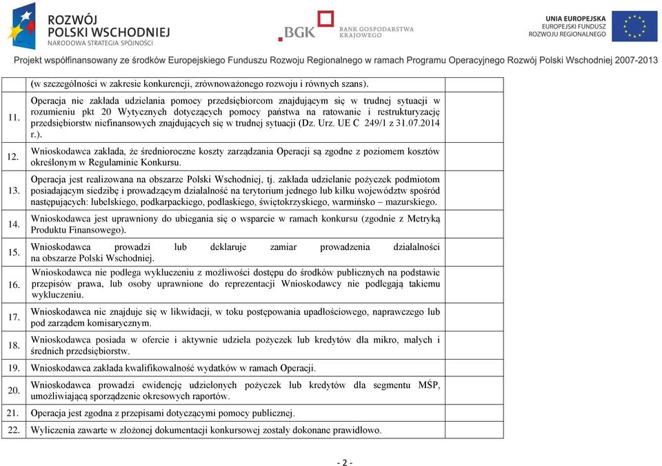 niefinansowych znajdujących się w trudnej sytuacji (Dz. Urz. UE C 249/1 z 31.07.2014 r.).