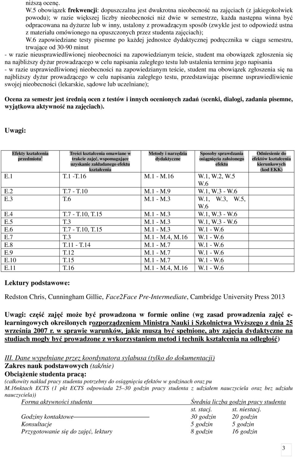 na dyżurze lub w inny, ustalony z prowadzącym sposób (zwykle jest to odpowiedź ustna z materiału omówionego na opuszczonych przez studenta zajęciach); W.