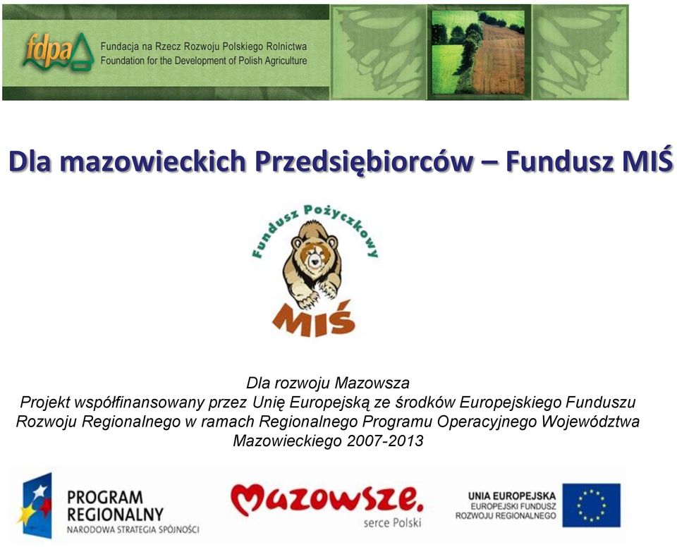 środków Europejskiego Funduszu Rozwoju Regionalnego w ramach