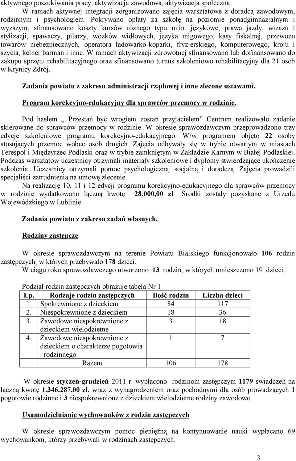 nsowano koszty kursów róŝnego typu m.in.