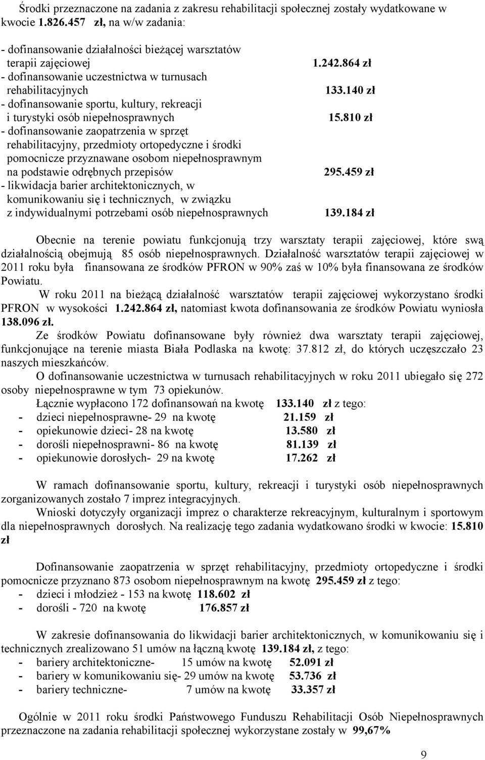 turystyki osób niepełnosprawnych - dofinansowanie zaopatrzenia w sprzęt rehabilitacyjny, przedmioty ortopedyczne i środki pomocnicze przyznawane osobom niepełnosprawnym na podstawie odrębnych