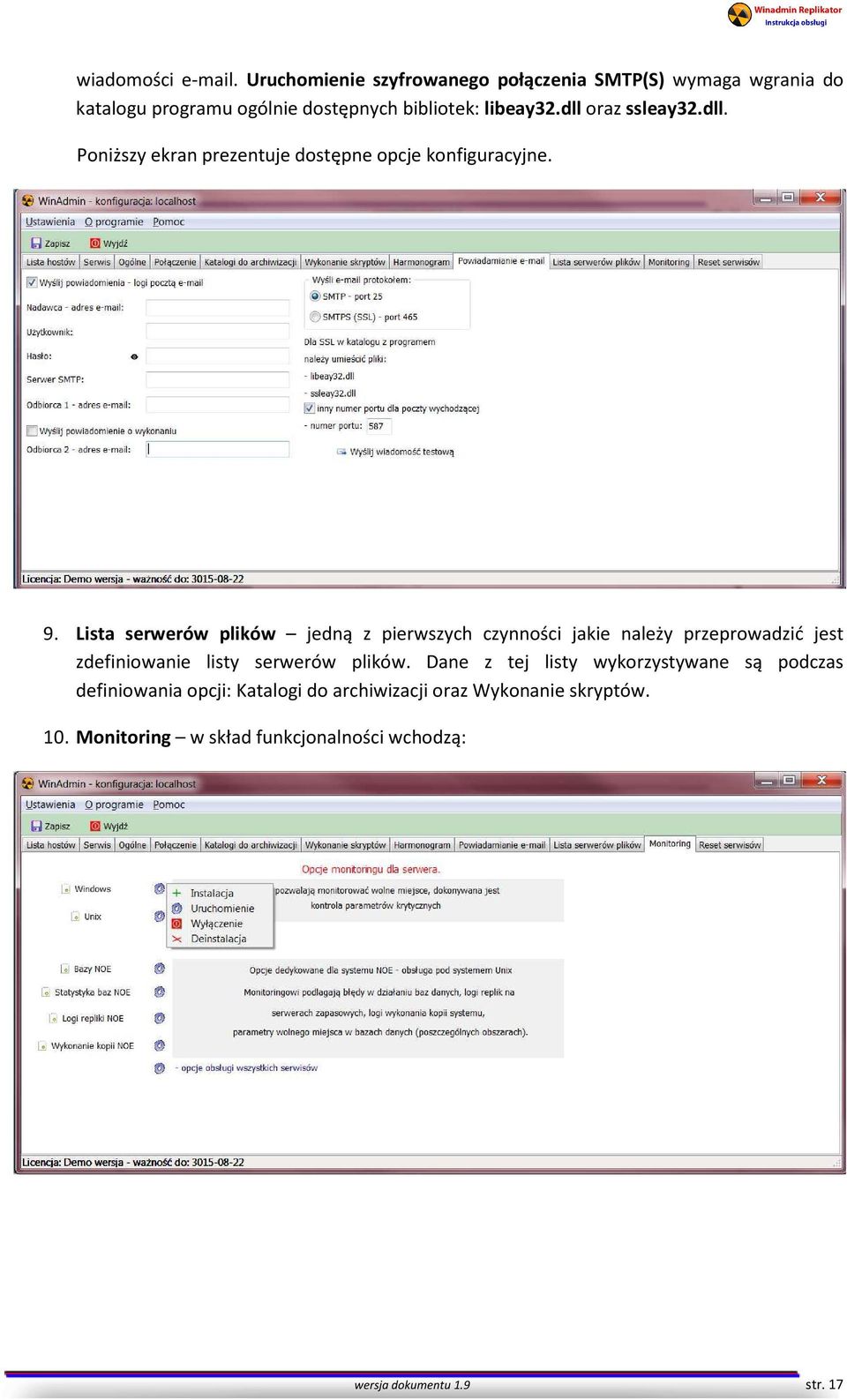 dll oraz ssleay32.dll. Poniższy ekran prezentuje dostępne opcje konfiguracyjne. 9.