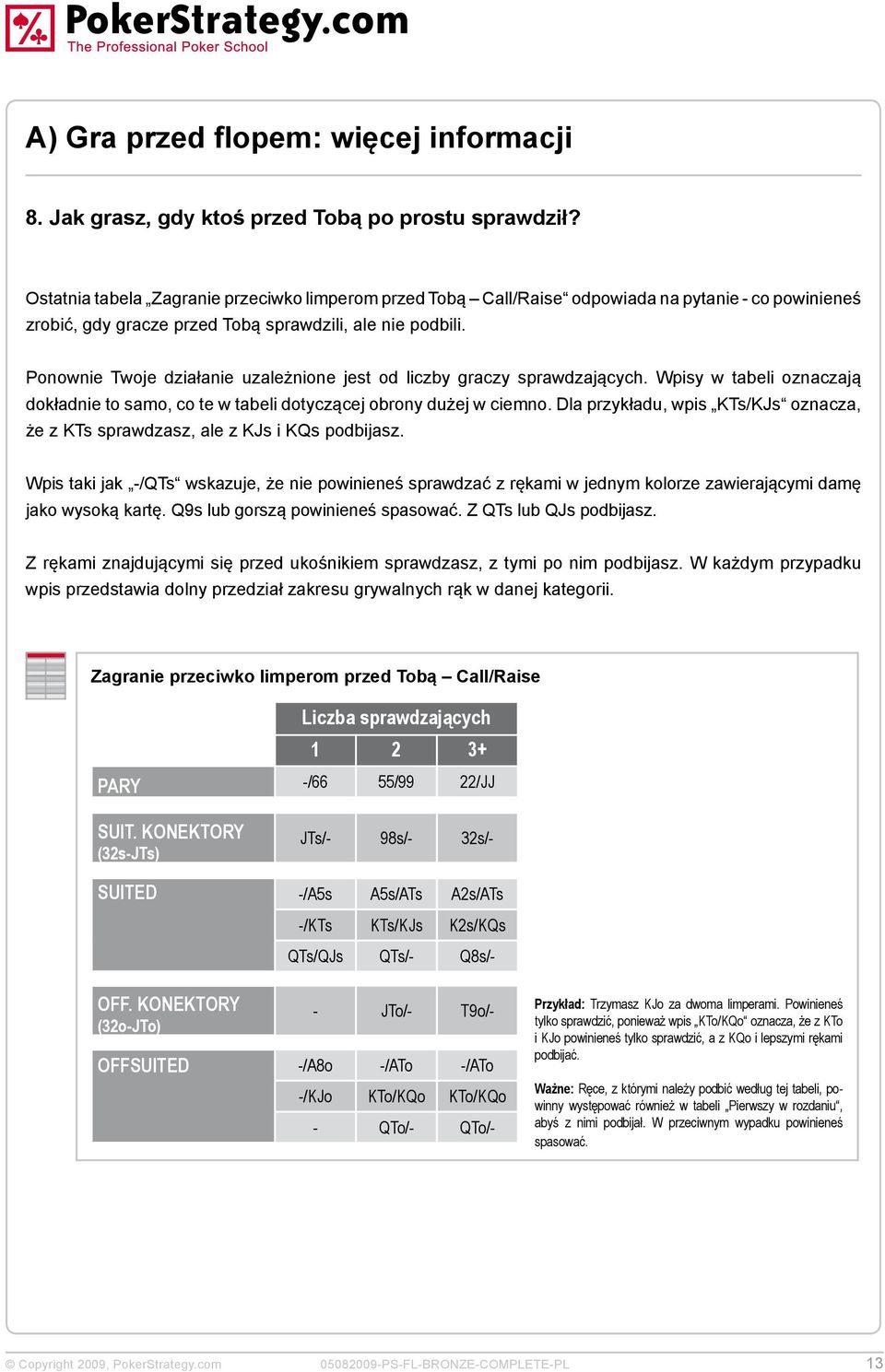 Ponownie Twoje działanie uzależnione jest od liczby graczy sprawdzających. Wpisy w tabeli oznaczają dokładnie to samo, co te w tabeli dotyczącej obrony dużej w ciemno.