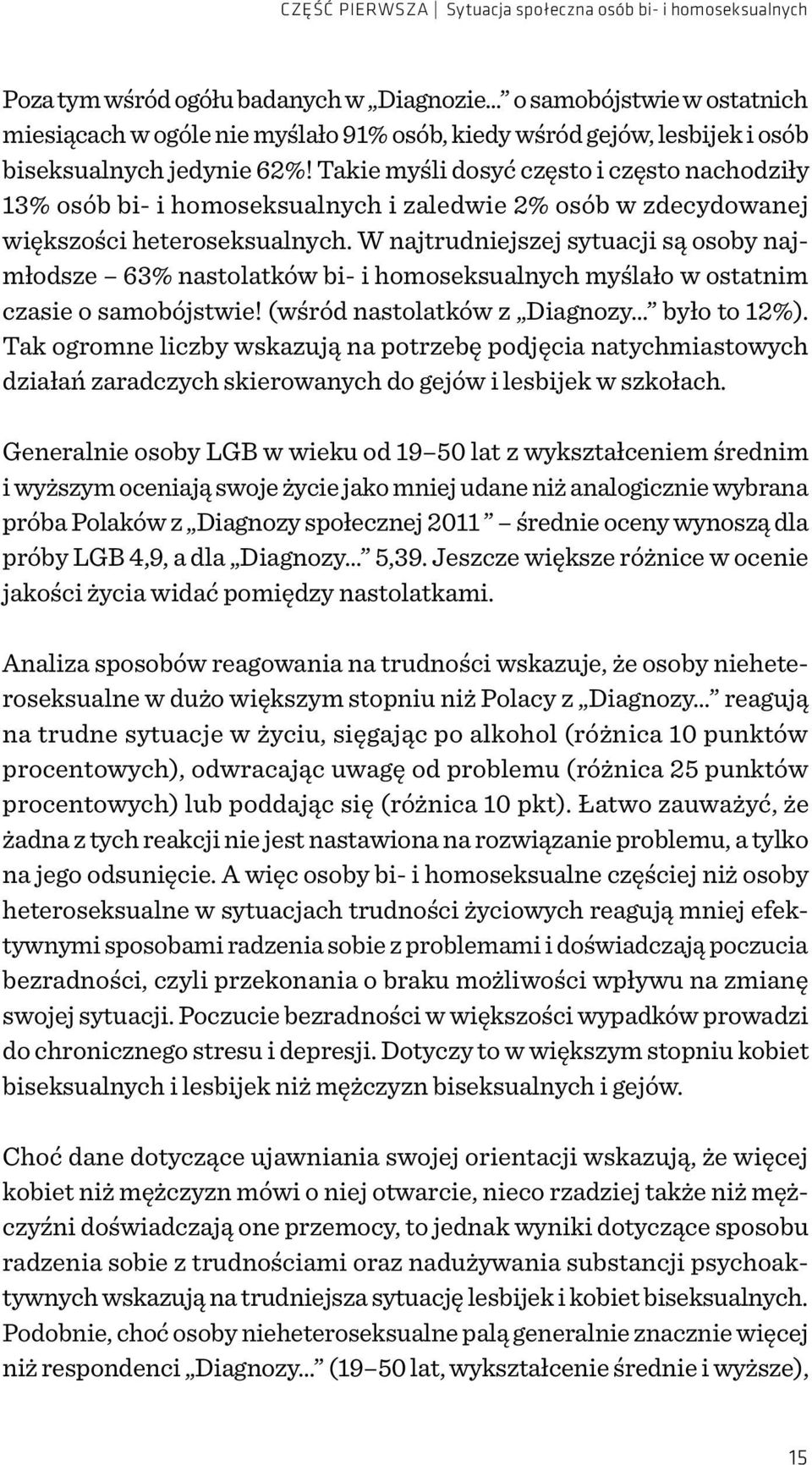 Takie myśli dosyć często i często nachodziły 13% osób bi- i homoseksualnych i zaledwie 2% osób w zdecydowanej większości heteroseksualnych.