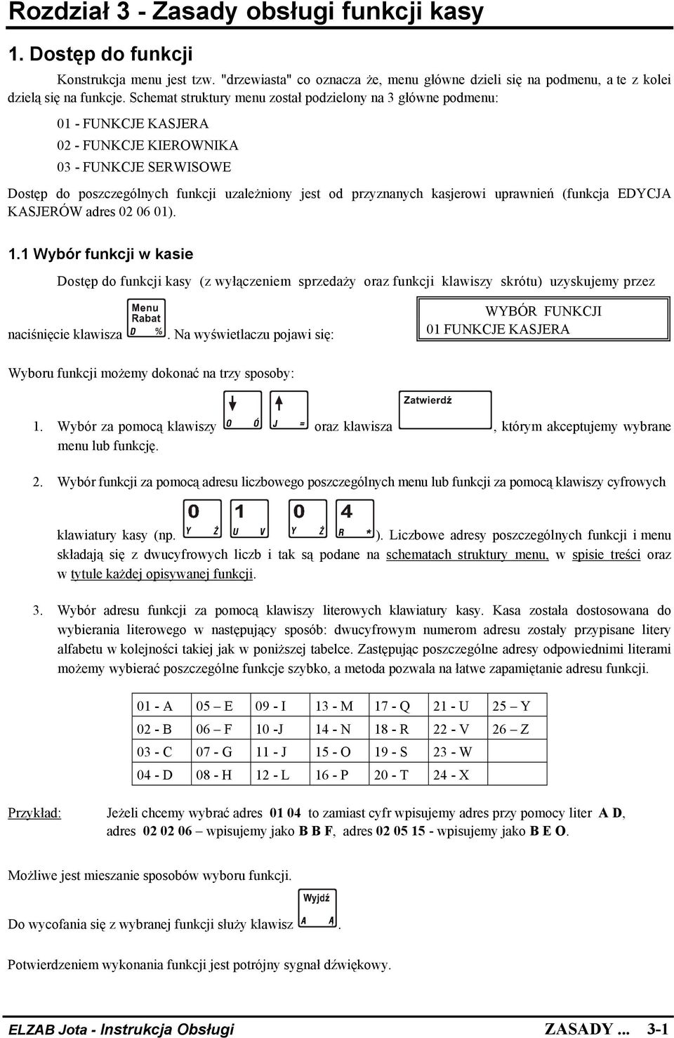 kasjerowi uprawnień (funkcja EDYCJA KASJERÓW adres 02 06 01). 1.