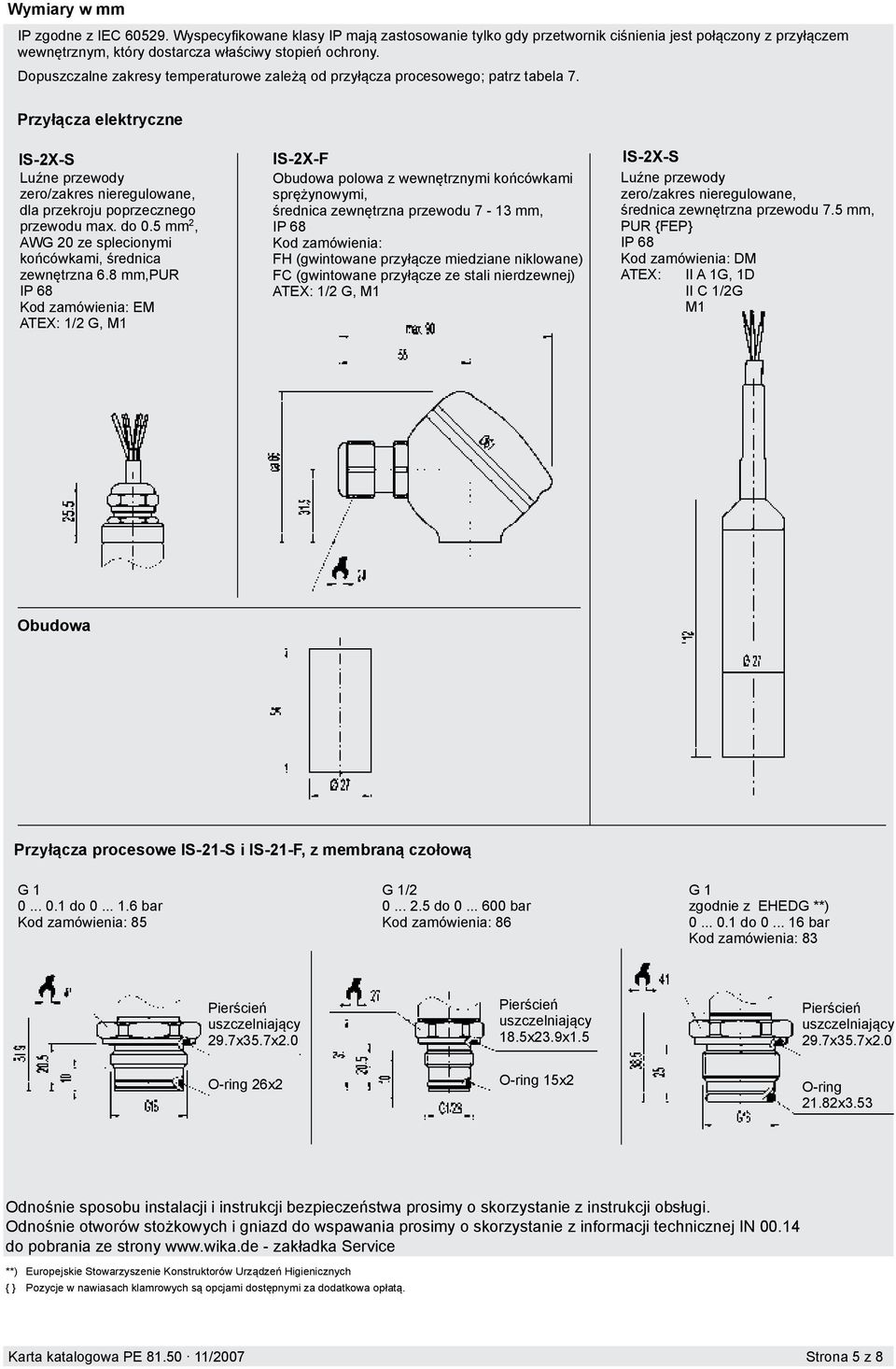 do 0.5 mm 2, AWG 20 ze splecionymi końcówkami, średnica zewnętrzna 6.