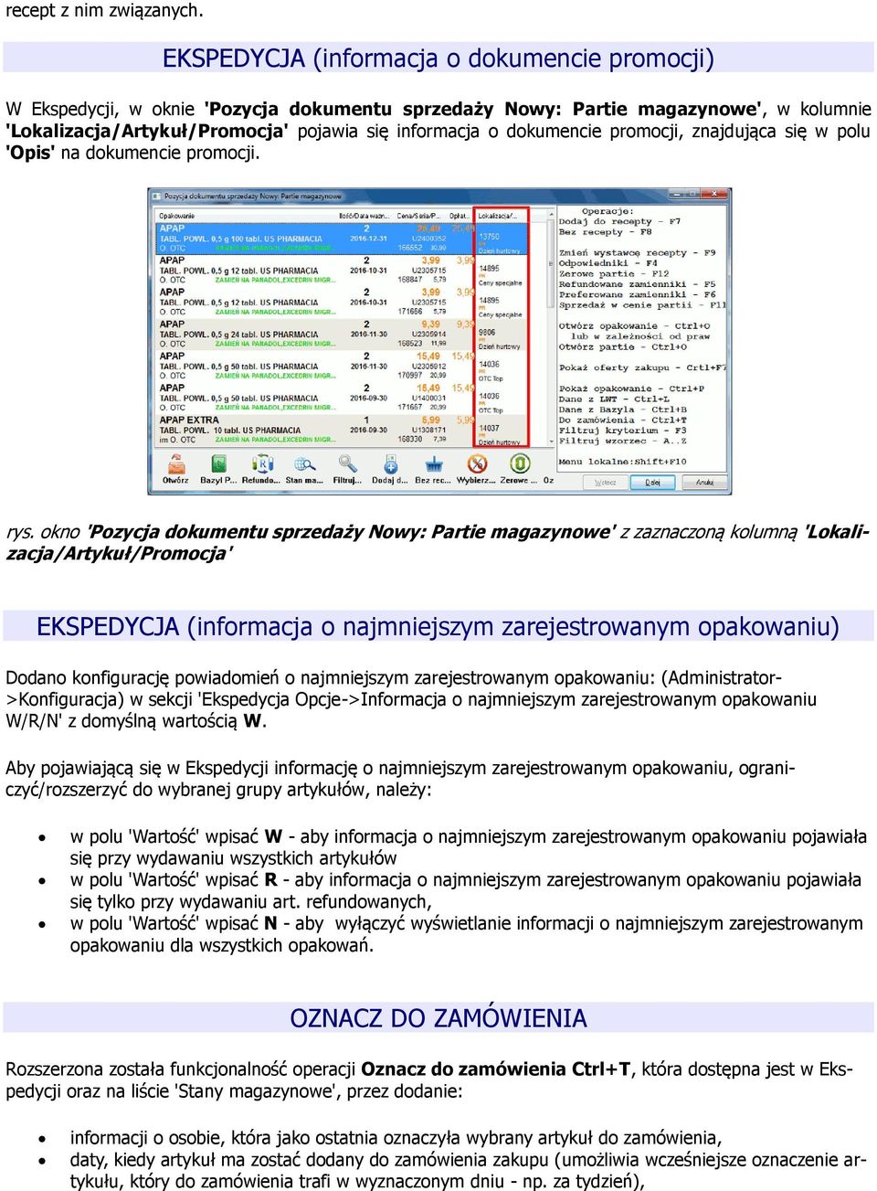 dokumencie promocji, znajdująca się w polu 'Opis' na dokumencie promocji. rys.