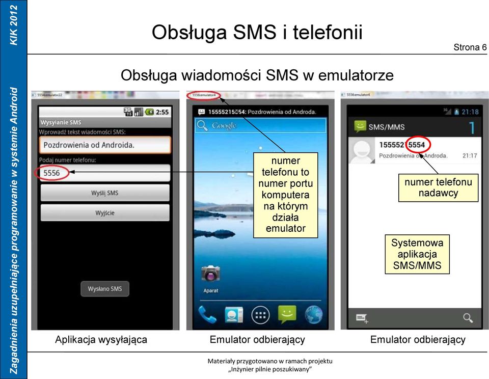 emulator numer telefonu nadawcy Systemowa aplikacja