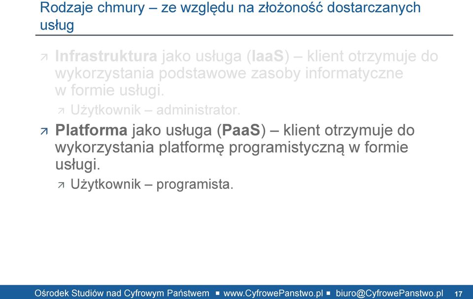 formie usługi. Użytkownik administrator.