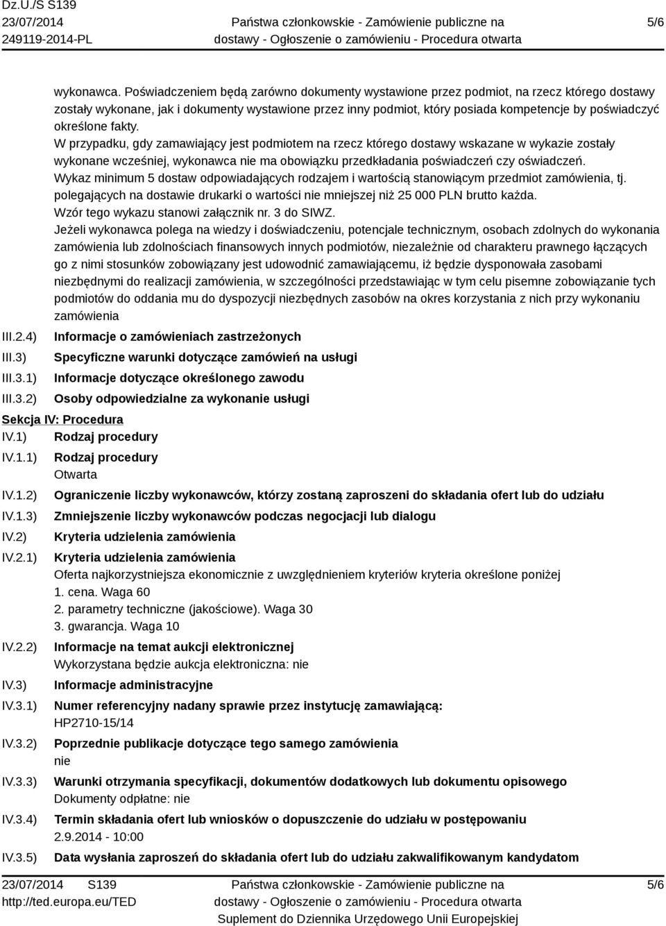 określone fakty.